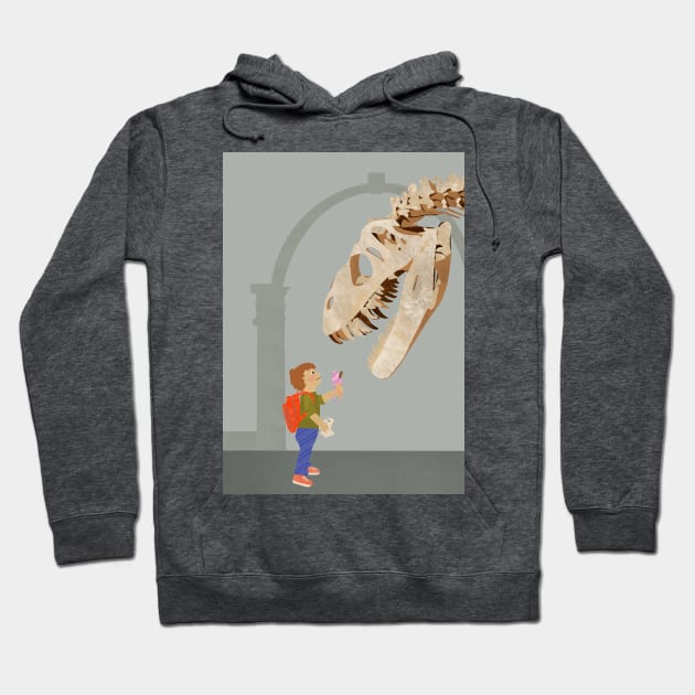 Little boy feeding museum dinosaur fossil ice cream Hoodie by NattyDesigns